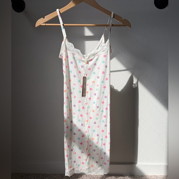 Skims Fits Everybody Lace Slip Dress Marble Candy Heart Print